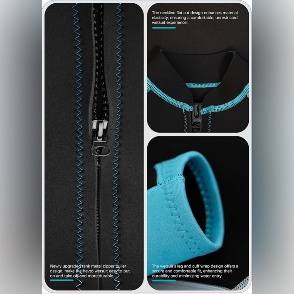 Hevto Kids Wetsuit Shorty for Boys 2mm Neoprene Thermal Front Zip Size 13 - Picture 5 of 8